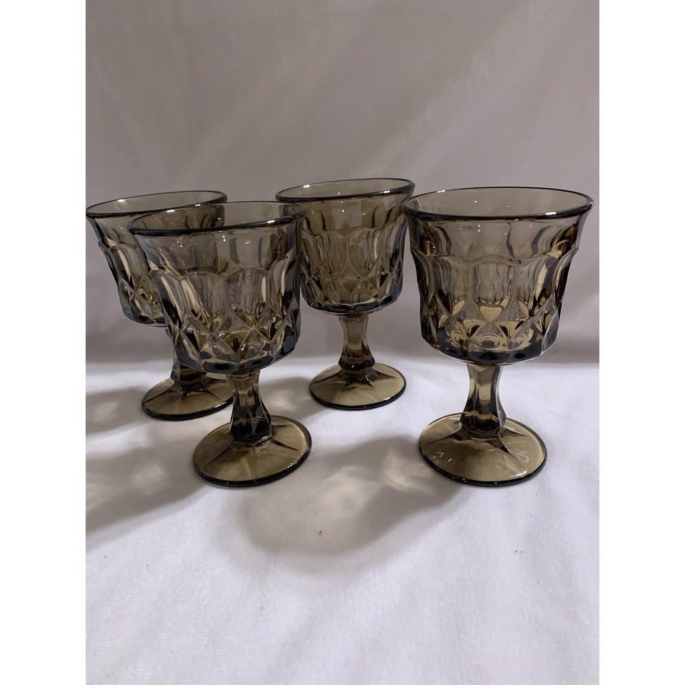 Vintage Noritake Perspective Wine Goblets Smokey Brown Set Of 4
